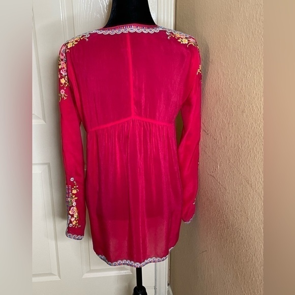 Johnny Was Venessa Georgette Floral Embroidered Long Sleeve Tunic Size Small  - Picture 2 of 12